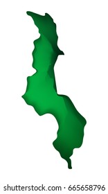 Green vector map of Malawi. Isolated illustration on white background
