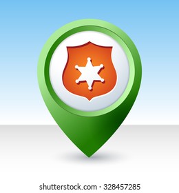 green vector map marker pointer with icon of police map vacation world travel index holiday officer point yellow labor tourism red guide police orange gold sign object site business place green golden