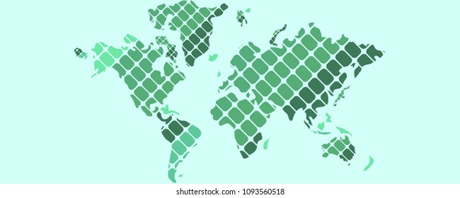 Green vector map on a blue background