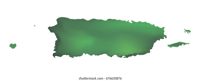 Green vector map of Puerto Rico. Isolated illustration on white background