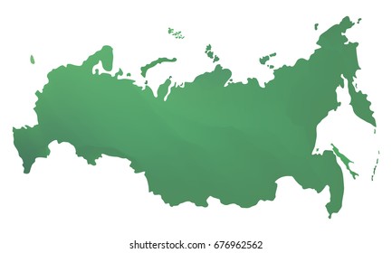 Green vector map of Russia. Isolated illustration on white background
