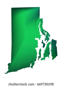 Green vector map of state Rhode Island. Isolated illustration on white background