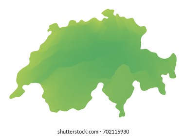 Green vector map of Switzerland. Isolated illustration on white background