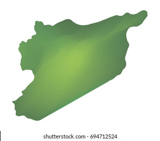 Green vector map of Syria. Isolated illustration on white background