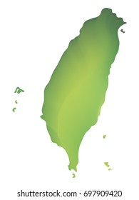 Green vector map of Taiwan. Isolated illustration on white background