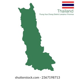 Grüne Vektorkarte: Der Bezirk Thung Hua Chang ist ein Bezirk der Provinz Lamphun.