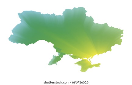 Green vector map of Ukraine. Isolated illustration on white background