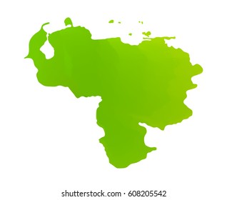 Green vector map of Venezuela. Isolated illustration on white background