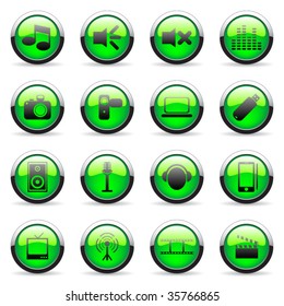 Green vector media and web icon (set 1)
