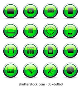 Green vector media and web icon (set 2)