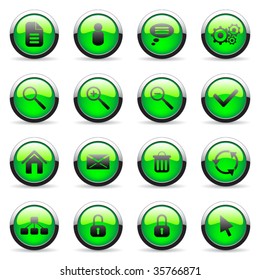Medio vectorial verde e icono web (conjunto 3)