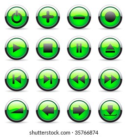 Green vector media and web icon (set 4)