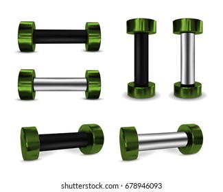 Green vector metal dumbbells.