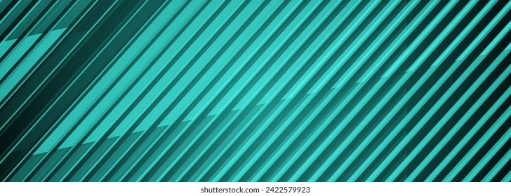 Grüner, moderner abstrakter Hintergrund mit Streifen. Türkisfarbenes, geometrisches Corporate-Banner-Design. breites horizontales Hintergrundkonzept mit Linienmuster.