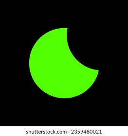 A green vector moon icon on black background.