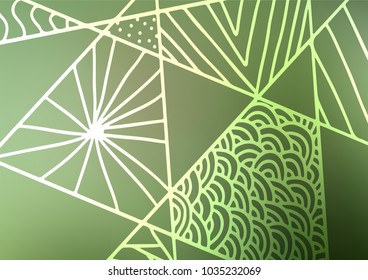 Green vector natural abstract background. Modern geometrical abstract illustration with doodles. The textured pattern can be used for website.