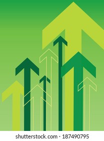 Green Vector Overlapping Arrow Background and Elements