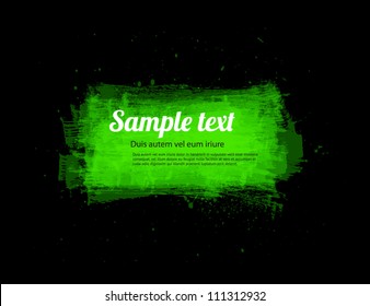 Green vector painted grungy banner / background on black