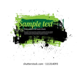 Green vector painted grungy banner / badge / background