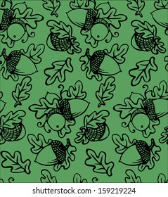 green vector pattern with acorns and leafs