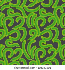 green vector pattern with curl branches for use as a design