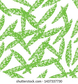 Green vector pattern. Tropical leaves