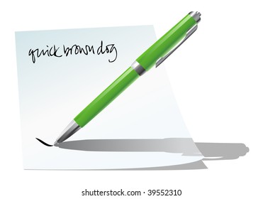 green vector pen is writing