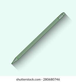 Green Vector Pencil Icon with shadow