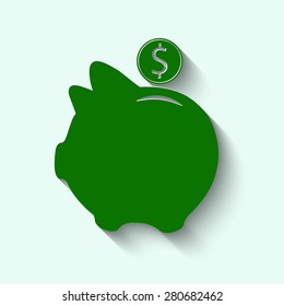 green vector piggy money bank icon