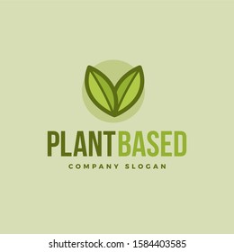 Green Vector Plant Based Icon. Logo For Plant Based Company.