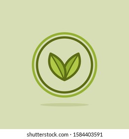 Green Vector Plant Based Icon. Illustration of Leafs in the Shape of a V. Vegan Veggie Icon.