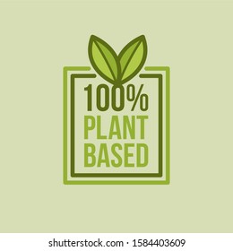 Green Vector Plant Based Icon. Illustration Of Plant Based Label For Packaging.