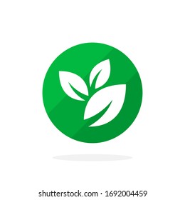 Green Vector Plant Based Icon. Illustration of Leafs. Vegan Veggie Icon.