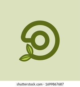 Green Vector Planted Letter O. O Round Letter Design.