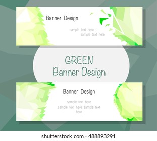 green vector polygon banner set