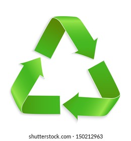 Green vector recycle icon isolated on white background