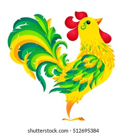 Green vector rooster in cartoon style - symbol of 2017 new year by Chinese horoscope calendar