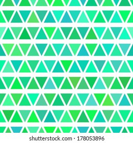 Green vector seamless geometric pattern.Texture with triangles, rhombus.Mosaic.