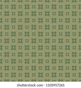 Green vector seamless pattern, abstract geometric texture with small perforated squares, crosses. Stylish modern minimalist background. Greenery color. Modern design for prints, decor, fabric, textile