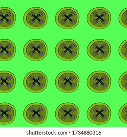 Green vector seamless pattern background. Art continuous button illustration. Hand drawn abstract art modern