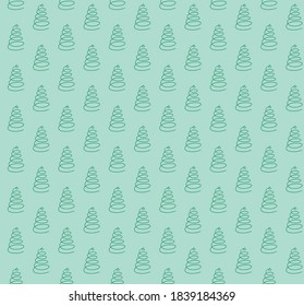 green vector seamless pattern with christmas trees