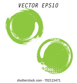 Green vector set with circle brush strokes for frames, icons, banner design elements. Grunge eco decoration - Shutterstock ID 702115471