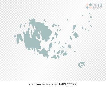 Green vector silhouette of Aland Islands map on transparent background.