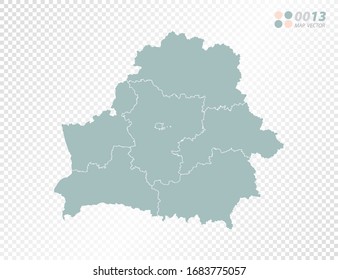 Silueta vectorial verde de Bielorrusia mapa sobre fondo transparente.