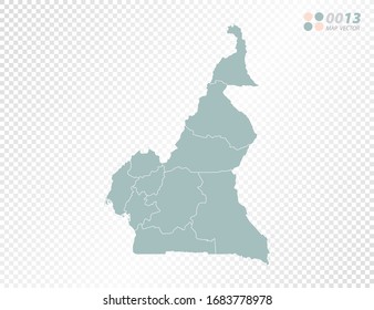 Silueta vectorial verde del mapa de Camerún sobre fondo transparente.