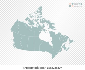Green vector silhouette of Canada map on transparent background.