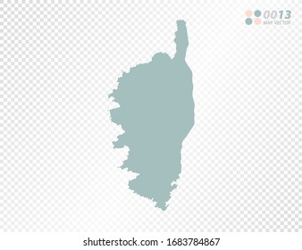 Silueta vectorial verde de Córcega mapa sobre fondo transparente.