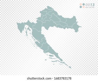 Green vector silhouette of Croatia map on transparent background.