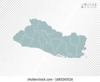 Green vector silhouette of El Salvador map on transparent background.