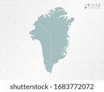 Green vector silhouette of Greenland map on transparent background.